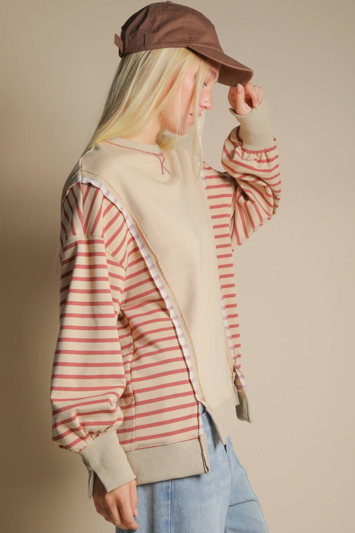 VJ Oversized Striped Top