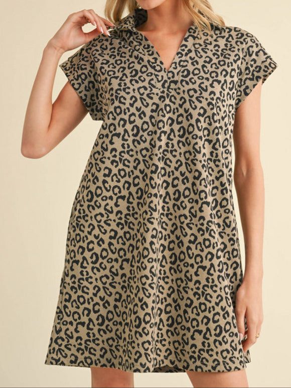 JD Oatmeal Leopard Dress