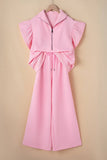 Textured Ruffle Top and Pants Set: Pink / L