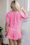 Solid Puff Sl Skorts Set Pink