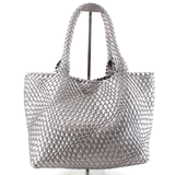 Woven Tote Bag w/Cosmetic Pouch Pewter