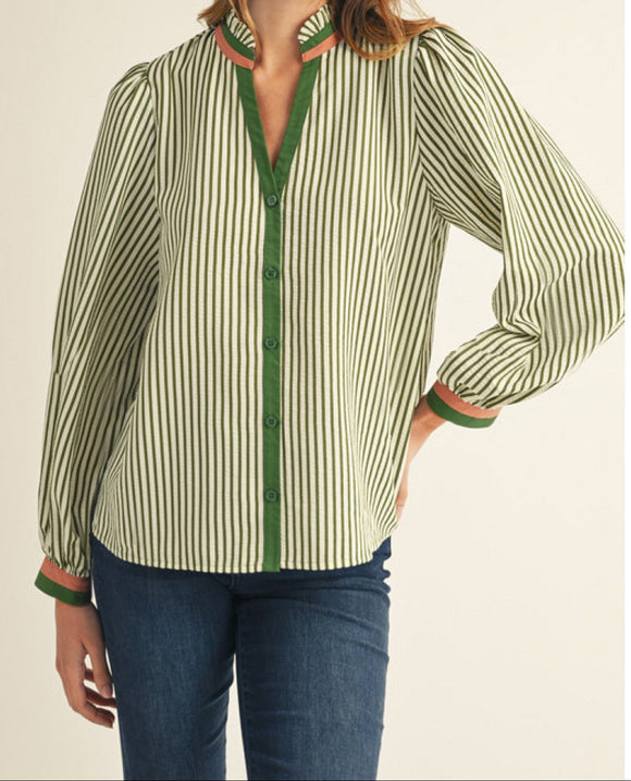 JD Olive BU Stripe Top