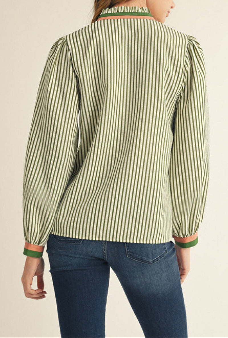 JD Olive BU Stripe Top