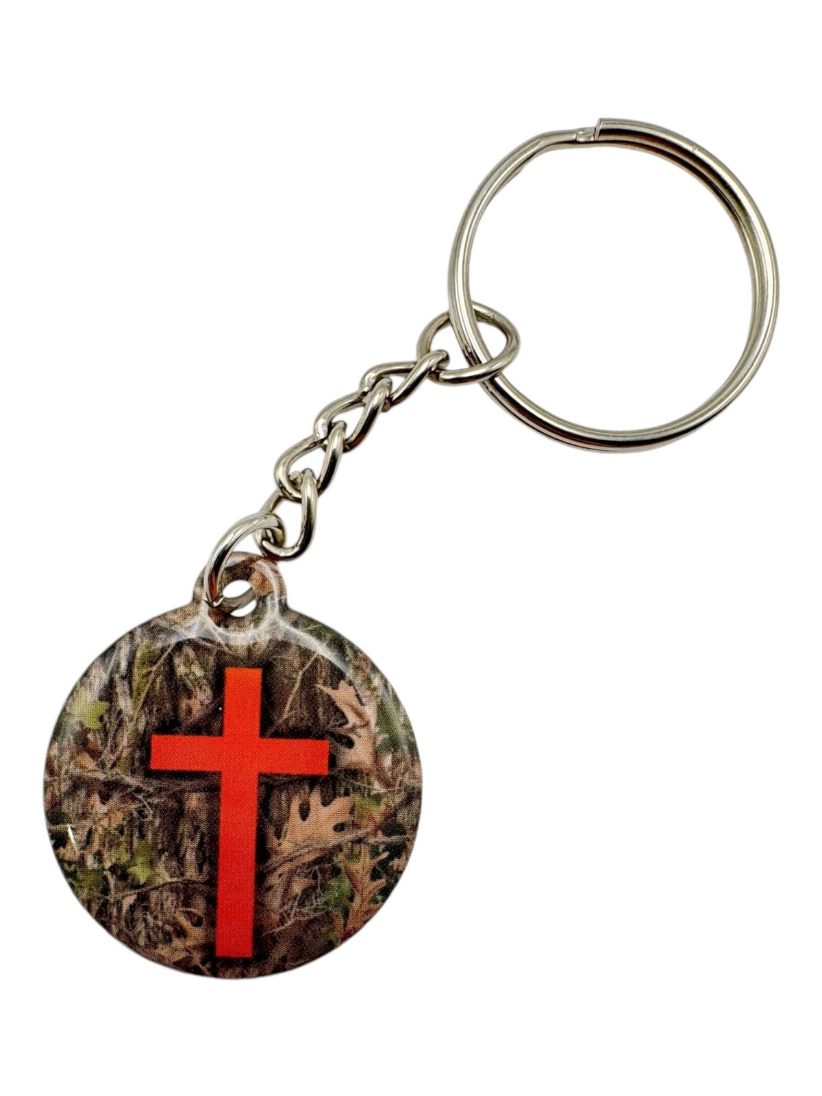 Tap To Pray™ - Prayer Tag Keychains: Tree Bark Camo + Cross
