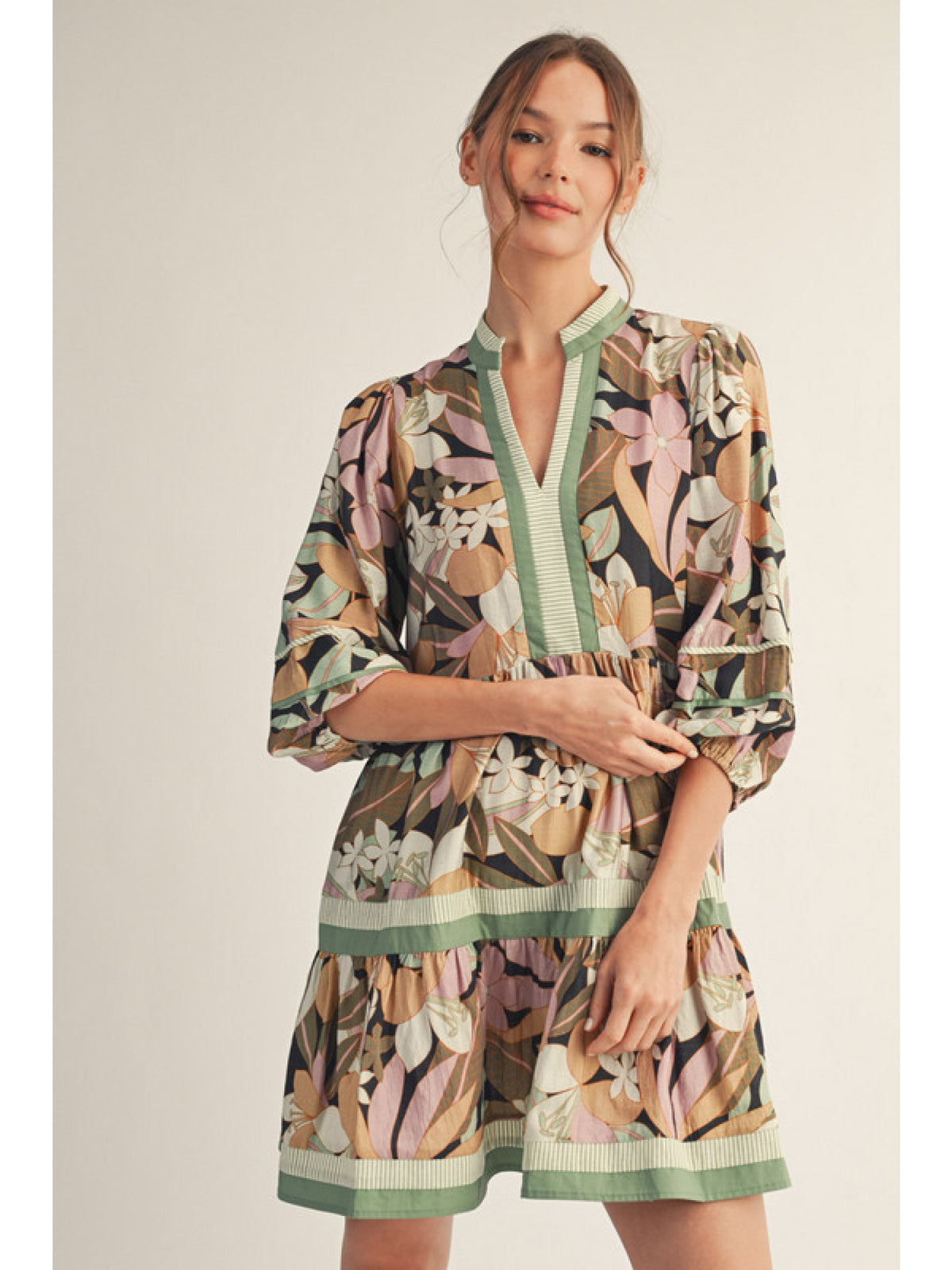 JD Floral Tiered Mini Dress