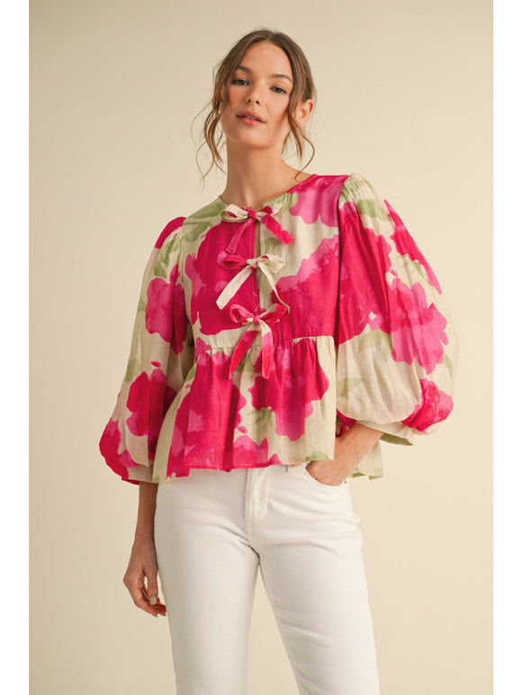 JD Pink Peplum Floral top