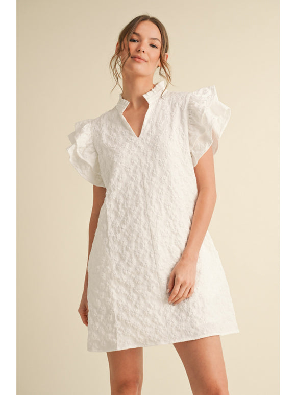 White Floral Embroidered Dress