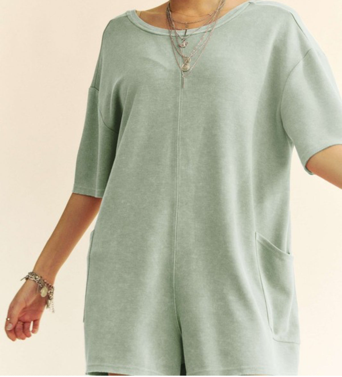 Knit pocket coverup romper