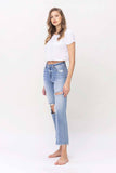 HIGH RISE DISTRESSED CROP DAD JEAN T5838: WHOA / 24