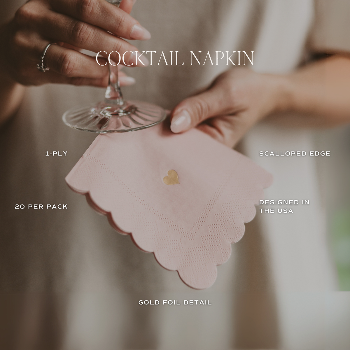 Blue Delft Foil Heart Cocktail Napkins