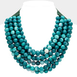 Chunky Acrylic Bead Layered Faux Leather Magnetic Necklace: TQ