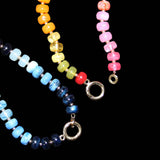 Metal Clasp Accent Gradient Beaded Necklace: Gold Multi