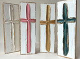 Tall Cross painted textured  wedding  baptism  all-occasion: White cross
