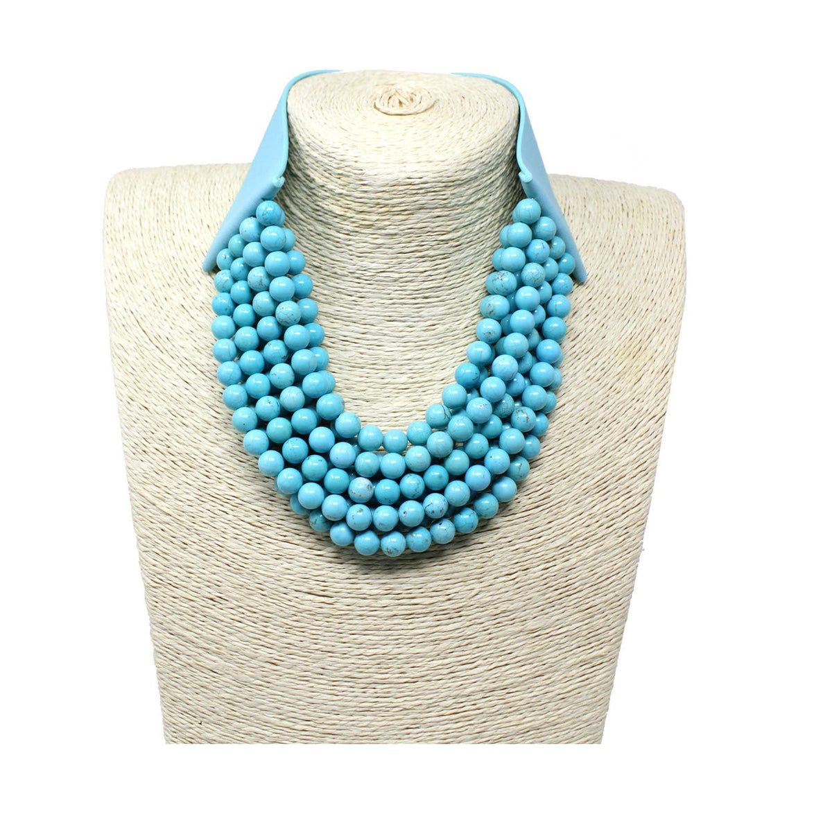 10 Strand Stone Bead Necklace: Blue Turquoise