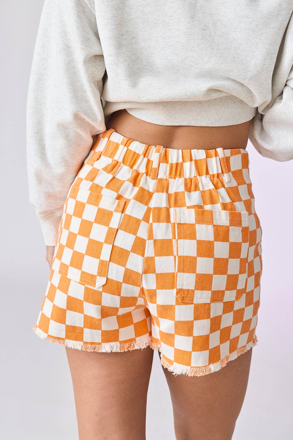 Orange checkerboard shorts