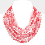 Chunky Acrylic Bead Layered Faux Leather Magnetic Necklace: TQ