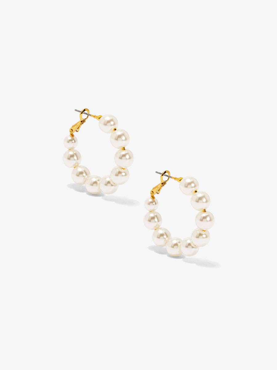 Chunky Pearl Hoop Earring: PRL