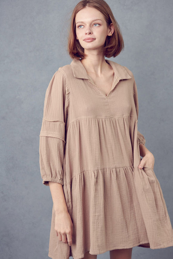 Mushroom Cotton Shirt Dress