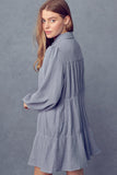 Dusty Blue Tiered Mini Dress