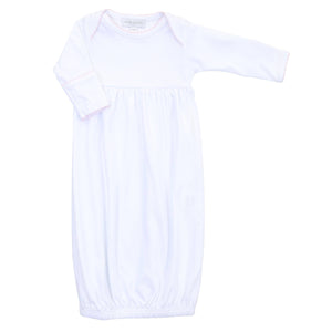 Solid Essentials White Pink Gown: Newborn