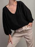 EE LS VNeck Blouse