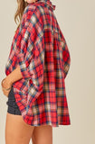 DM Button Down Plaid Oversized Top