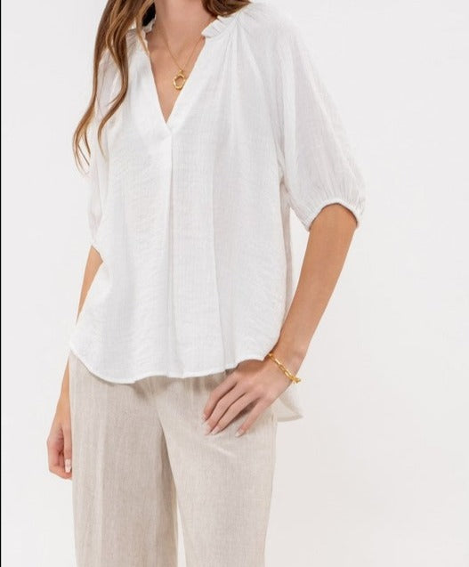 Scrunched V Neck Top