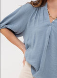 Scrunched V Neck Top