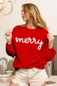 CHRISTMAS "MERRY" TINSEL METALLIC LETTER SWEATER