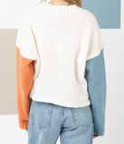 VJ Cream Color Block Sweater