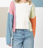 VJ Cream Color Block Sweater