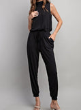 SLEEVELESS MOCK NECK JUMPSUIT