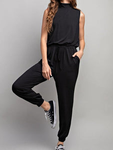 SLEEVELESS MOCK NECK JUMPSUIT