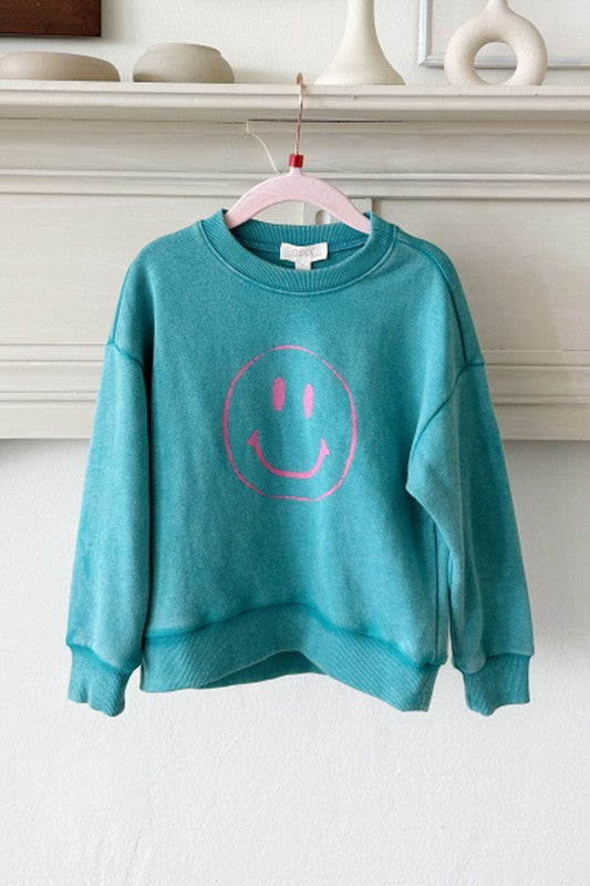 OD Teal Tween Smiley Face Sweatshirt