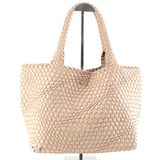 Woven Tote Bag w/Cosmetic Pouch Brown