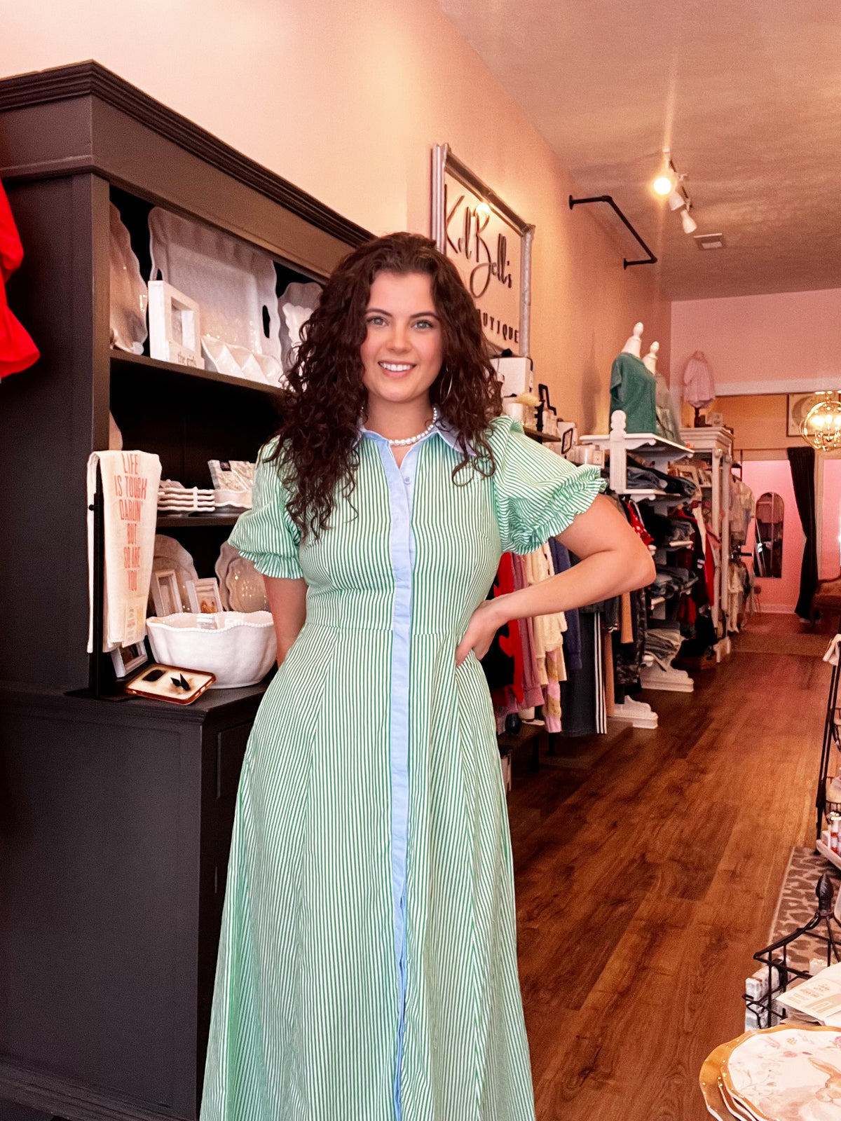 ET Green Striped Dress