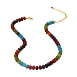 Colorful Round Beaded Necklace: Dark,Gold,Multi
