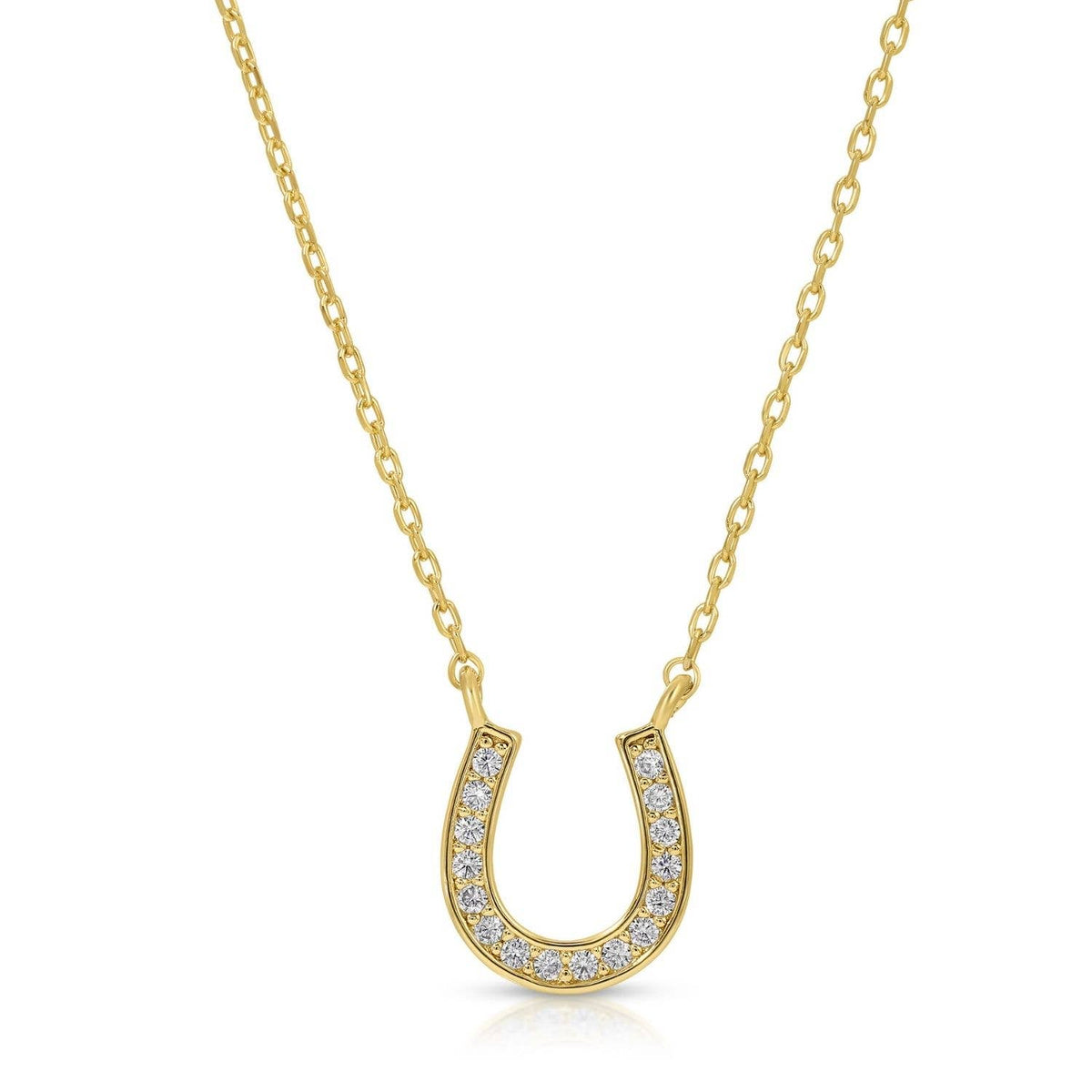 Pave Horseshoe Necklace: Gold