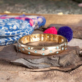 Gold-Tone Eternity Stretch Bangle –Wide - Pearls