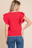 U-Neck Knit Ruffled Top