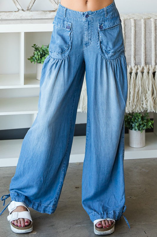 WASHED WIDE TENCEL PANTS