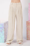 VJ Pleated Linen Wide Leg Pants