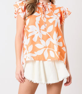 PL Orange/White Ruffle top