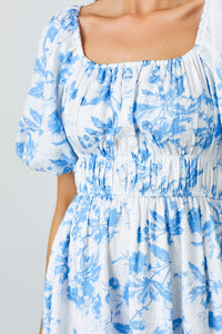 Poly Teal Floral Midi Dress