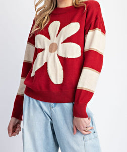 EE Merlot Flower Sweater