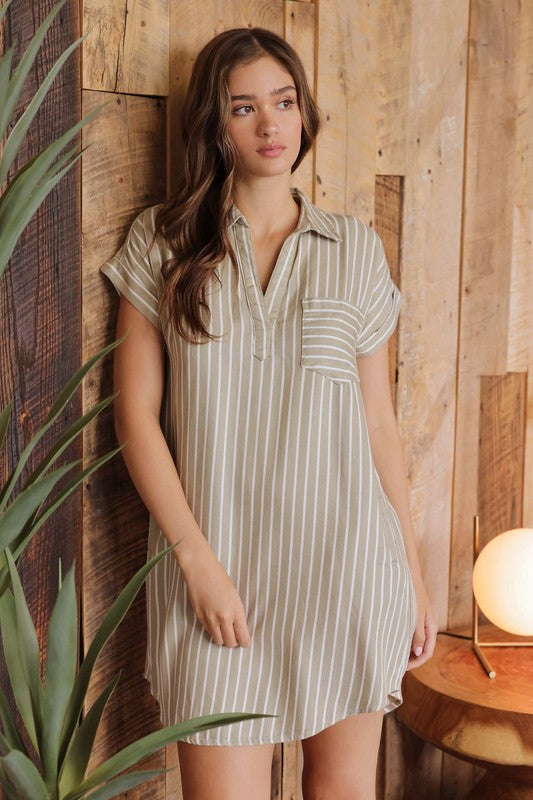 STRIPE SHIRT DRESS