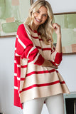 FL Oversized Red Striped Sweater