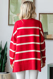 FL Oversized Red Striped Sweater