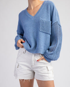 EE Blue ribbed knit Sweater