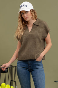 BP Collared Ribbed Sleeveless Sweater